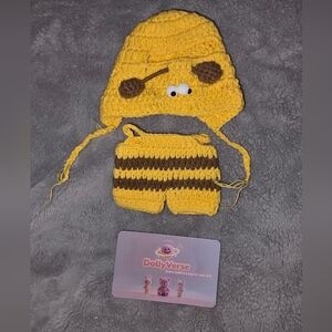 Yellow and Brown Crochet Doll Outfit